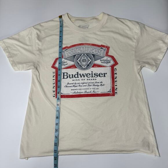 Budweiser Cream Short Sleeve T Shirt Sheer Size Large - Picture 6 of 7